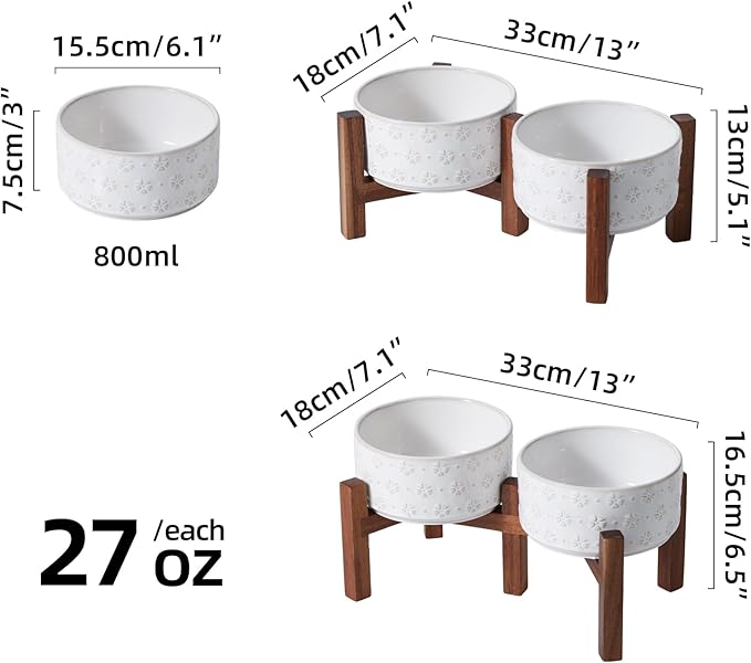 6.1inch Ceramic Raised Double Bowls Set