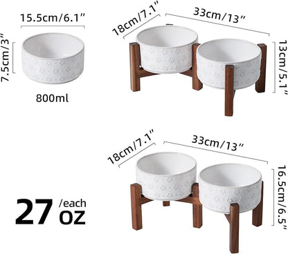 6.1inch Ceramic Raised Double Bowls Set