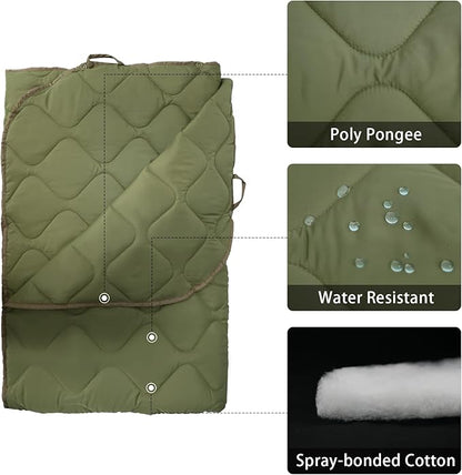 Poncho Liner Military Insulation Blanket Camo with Compression Carry Bag for Outdoors Hiking Jungle Hunting Gear