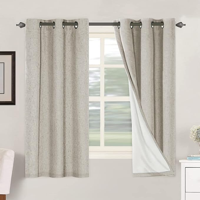 H.VERSAILTEX Primitive Linen Curtains 100% Blackout Curtain Drapes Burlap