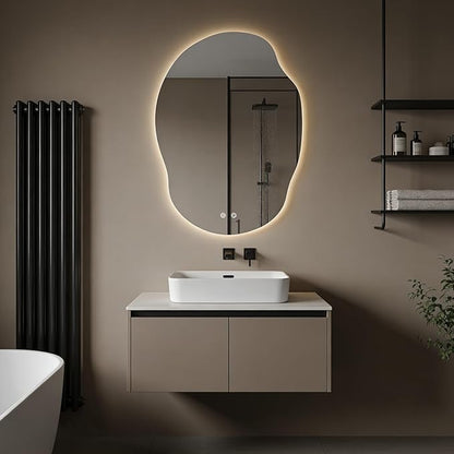 LED Bathroom Mirror with Lights, Asymmetrical Irregular Backlit Vanity Mirror