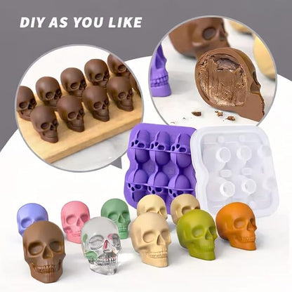 Skull Ice Cube Mold, 6-Cavity Silicone Ice Tray