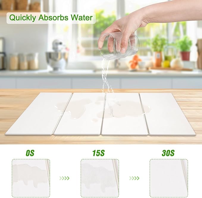 Large Dish Drying Mat for Kitchen Counter, Heat-resistant Mat, Diatomaceous