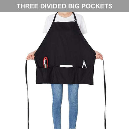 Jubatus 2 Pack 3 Pockets Adjustable Bib Apron 65% Polyester 35% Cotton Fabric