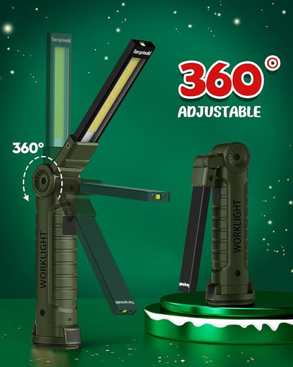 Coquimbo Tool Gifts for Men, Rechargeable LED Work Lights Grill Light with Magnetic Base 5 Modes 360° Rotate Mens Birthday Gifts for Dad Husband Grandpa Boyfriend (4 Pack Green)