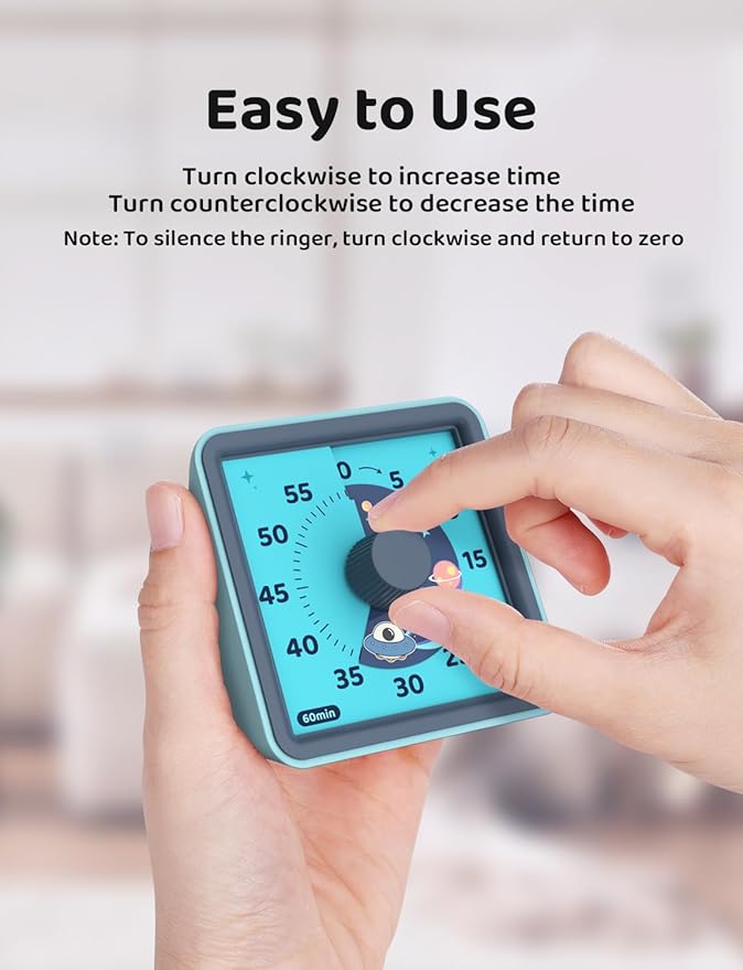 LIORQUE 60 Minute Visual Timer for Kids, Visual Countdown Timer for Classroom