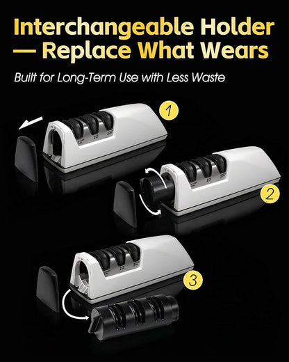 Professional Electric Knife Sharpener, 3-Stage High-Grit Diamond Sharpening