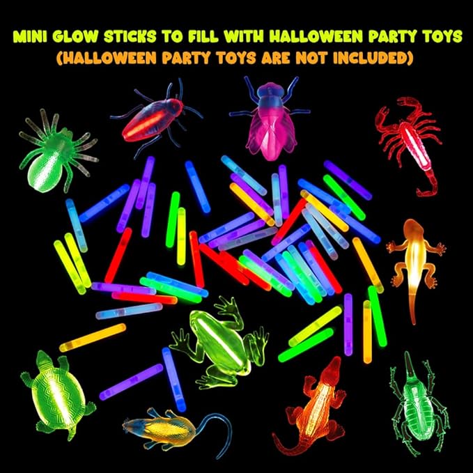 POPGIFTU 200 Mini Glow Sticks Bulk Pack, 8 Bright Colors 1.96" Glow in the Dark Sticks for Easter Egg Hunt, Basket Stuffers, Party Favors, Neon Parties, Weddings, Halloween, Classroom Prizes