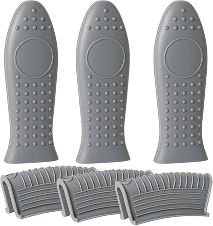 Joyhalo Cast Iron Skillet Handle Covers, 6 Pack Heat Resistant Silicone Pot Handle Sleeve Covers, Grey