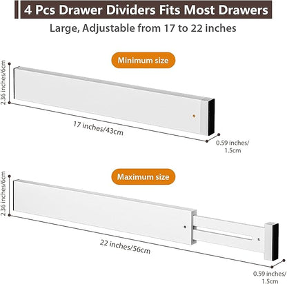 DUCOO 4 PCS Drawer Divider, Expandable Separators
