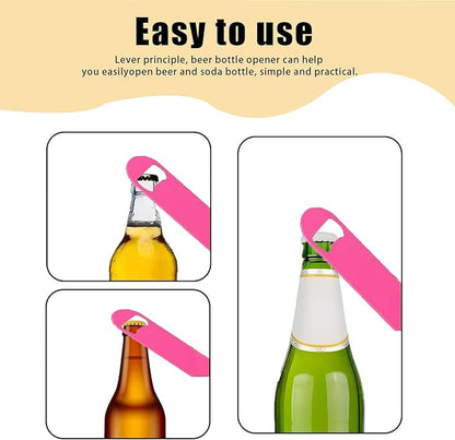 3 Pcs Pink Stainless Steel Heavy Duty Flat Bottle Openers, 7 Inch Solid Beer