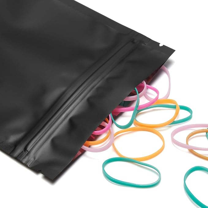 100 Pack Smell Proof Mylar Bags for Food Storage - 3.5 x 5 Inch Resealable Packaging Pouch Bags for Small Business Lipgloss Jewelry Matte Black