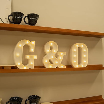 Foaky Rechargeable LED Letter Lights Sign Marquee Light Up Letters Sign for Night Light Wedding/Birthday Party Christmas Lamp Home Bar Decoration (G)