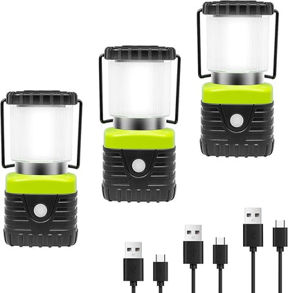 3Packs LED Camping Lantern Rechargeable 1000LM, 4500mAh Power Bank, IP44 Waterproof Lantern Flashlight for Hurricane Emergency, Hiking