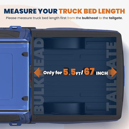 KUIPERAUTO 5.5FT Quad Hard Truck Bed Tonneau Cover Fiberglass Compatible for Ford F150 F-150 2015-2025 Styleside Bed (Not for Flareside) 66Inch
