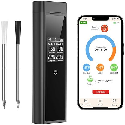 Smart Wireless Meat Thermometer Digital, 2 Probes, Advanced Bluetooth Food