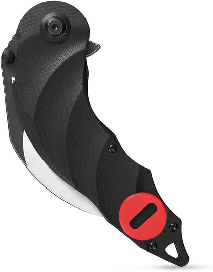 Sitivien ST160 Pocket Folding Knife,K110 Steel Blade with G10 Handle EDC Tool Knife for Outdoor Camping,Hiking,Fishing(Red)