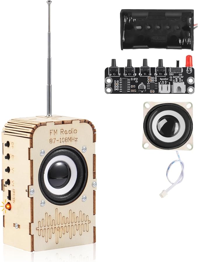 STEM Kits for Kids Ages 8-12 Wooden FM Radio Kit with Snap Circuit for 9 10 11 13 Year Old Boy Crafts 3D Puzzle Science Project with DIY Surface Educational Birthday Gifts for Boys and Girls