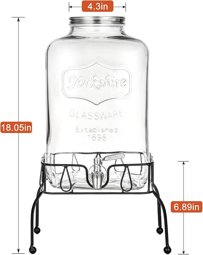 2 Gallon Glass Drink Dispenser
