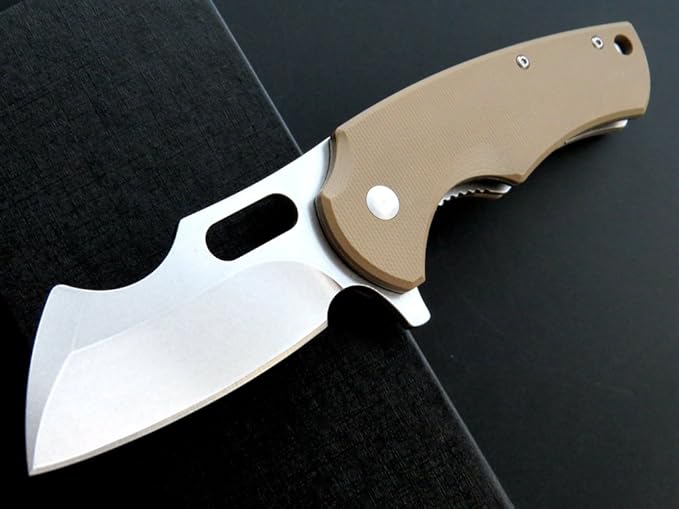 Eafengrow Pocket Knives D2 Blade and G10 Handle Folding Camping Knife Mini Outdoor Pocket Knife Survival Tool (EF13-brown)