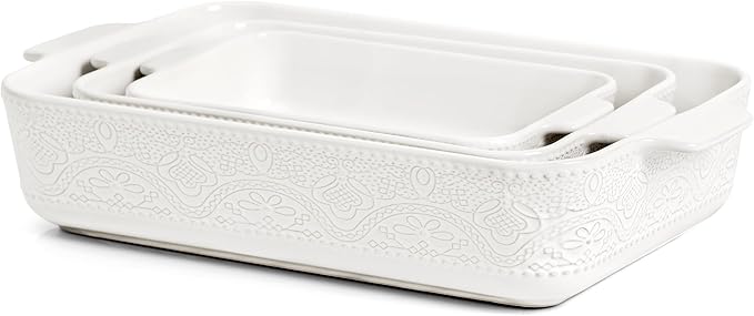 Ceramic Baking Dish Set of 3, Casserole Dishes