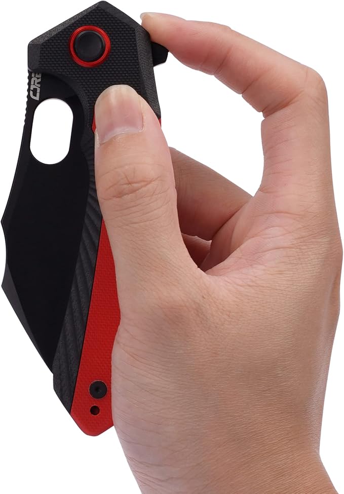 CJRB Folding Pocket Knife Caldera (J1923) AR-RPM9 Powder Steel Red G10 Handle for Men EDC Camping Hiking Outdoor