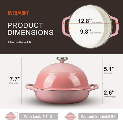 Overmont Enameled Cast Iron Bread Oven - 6QT Bread Dutch Oven