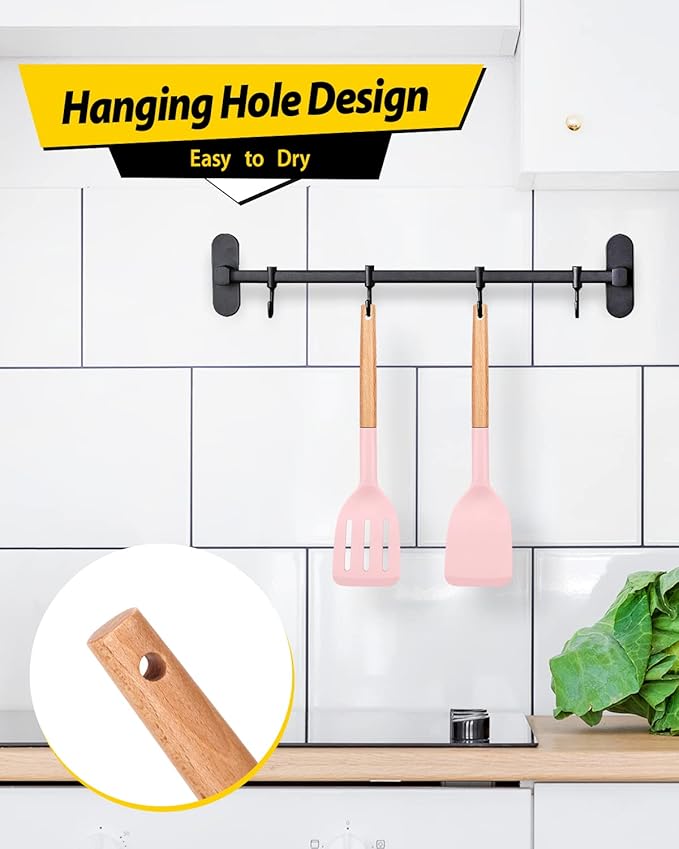 Pack of 2 Silicone Cooking Spatula, Heat Resistant Solid Turner, Non Stick