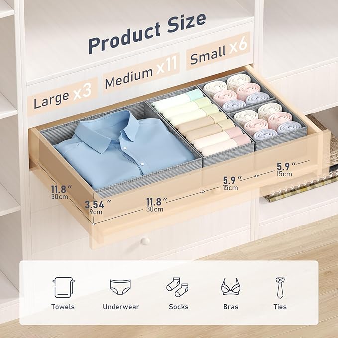 DIMJ Drawer Organizer Clothes Storage