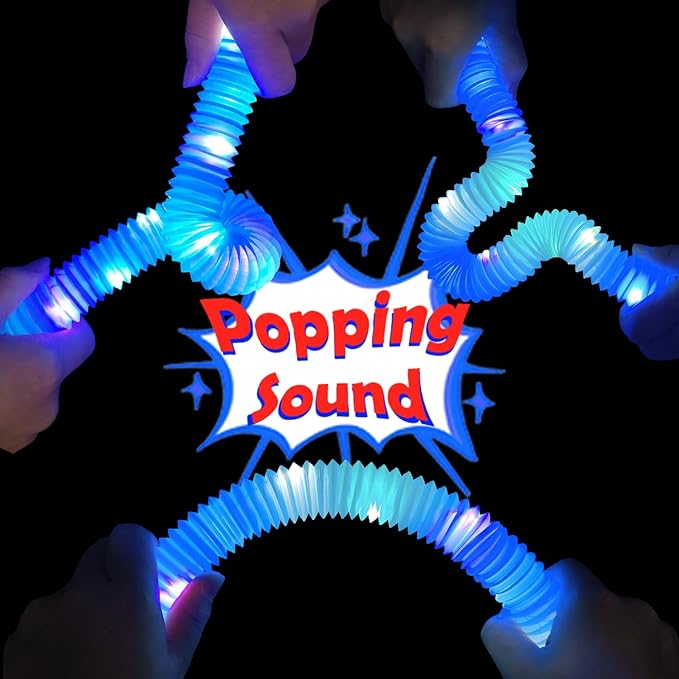 12 PCS Blue Glow Sticks Party Favors for Kids, Light Up Pop Tubes Party Favors for Toddlers, Halloween Party Basket Goodie Bag Stuffer Fillers, Birthday Party Treats Prizes Toy Gifts for Boys Girl