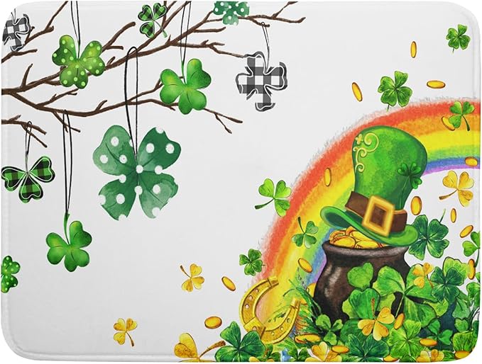 Giwawa St Patrick Dish Drying Mat Large Lucky Clover Tree Shamrock Dish Drainer