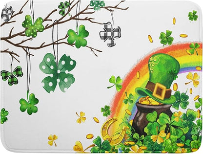 Giwawa St Patrick Dish Drying Mat Large Lucky Clover Tree Shamrock Dish Drainer