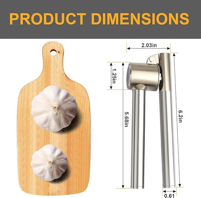 Garlic Press, 304 Stainless Steel Garlic Mincer & Crusher, Heavy Duty, Easy Squeeze, Rust Proof, Easy Clean
