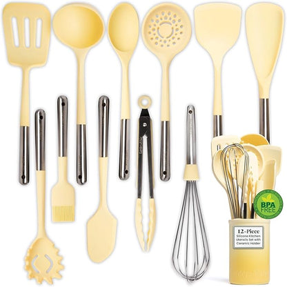Larder & Vine 12-Piece Silicone Kitchen Cooking Utensils Set