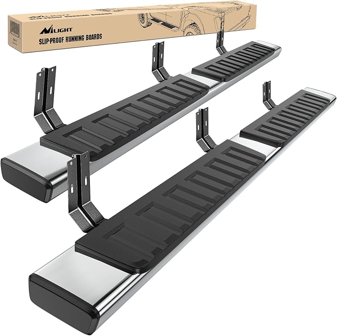 Nilight Running Boards for 1999 2000 2001 2002 2003 2004 2005 2006 2007 2008 2009 2010 2011 2012 2013 2014 2015 2016 Ford F-250 F-350 Crew Cab 4 Full Size Doors 6 Inch Bolt-on Step Nerf Bars Silver