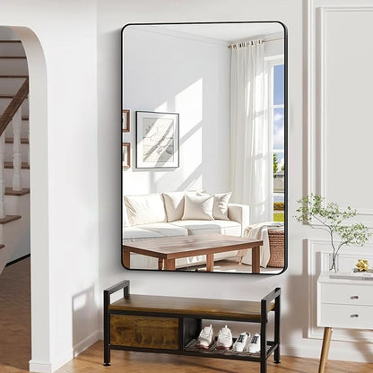 60" x 40"Bathroom Mirror, Matte Black Wall Mirror