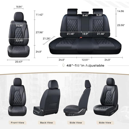 Coverado Car Seat Covers Front Seats, 2-Pack Black Seat Covers for Cars, Waterproof Nappa Leather Car Seat Covers for Cars, Car Seat Protector Car Seat Cushion Universal Fit for Most Cars Truck SUV
