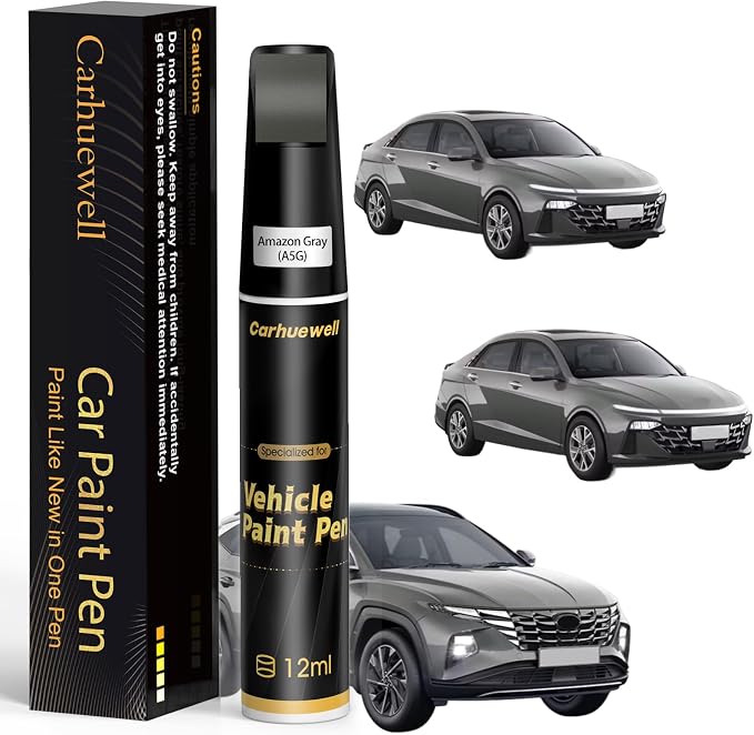(A5G) Amazon Gray Touch Up Paint Compatible with Hyundai, Exact Match Car Paint Pen Automotive Scratch Repair Remover Kit Quick & Easy Solution for Vehicle Chips and Nicks