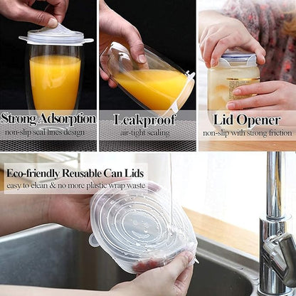Silicone Can Lids, Reusable Silicone Stretch Lids