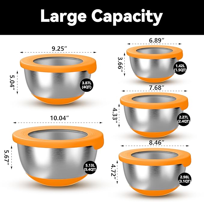 KITEISCAT Stainless Steel Mixing Bowls