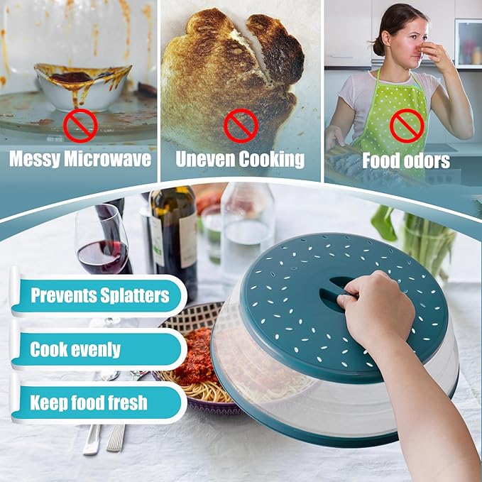 Large Microwave Splatter Cover & Silicone Mat, 12 Inchs Vented Collapsible