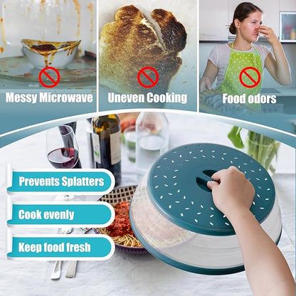 Large Microwave Splatter Cover & Silicone Mat, 12 Inchs Vented Collapsible