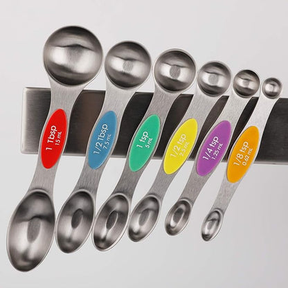 Magnetic Measuring Spoons Set Stainless Steel Stackable Dual Sided Teaspoons