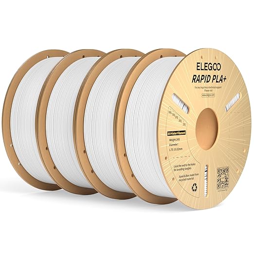ELEGOO Rapid PLA Plus Filament 1.75mm White 4KG, PLA+ 3D Printer Filament