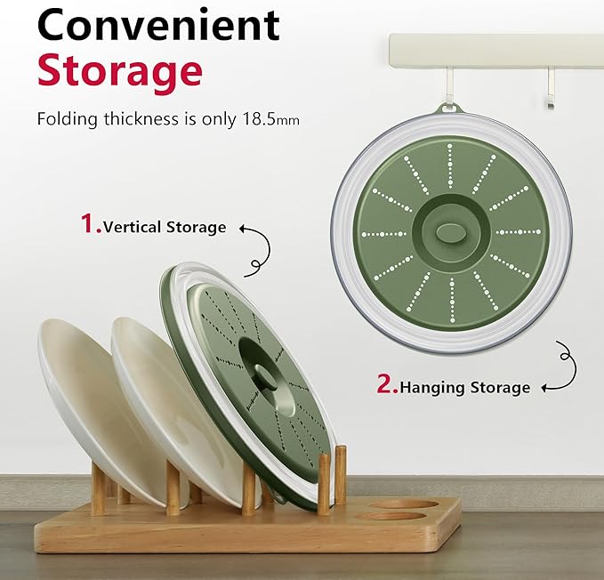 WVM Microwave Splatter Cover & Mat, Vented Collapsible Splatter Guard dish