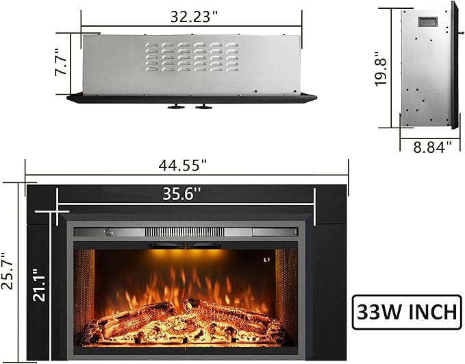 Velaychimny 45" W x 25" H Electric Fireplace Insert