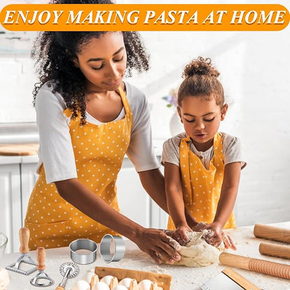 Pasta Making Tools, 1 Gnocchi Board, 1 Dough Cutter, 1 Ravioli Cutter, 2 Pasta