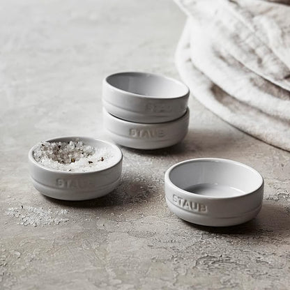 STAUB Ceramic Dinnerware 4-pc Condiment Dish Set - White
