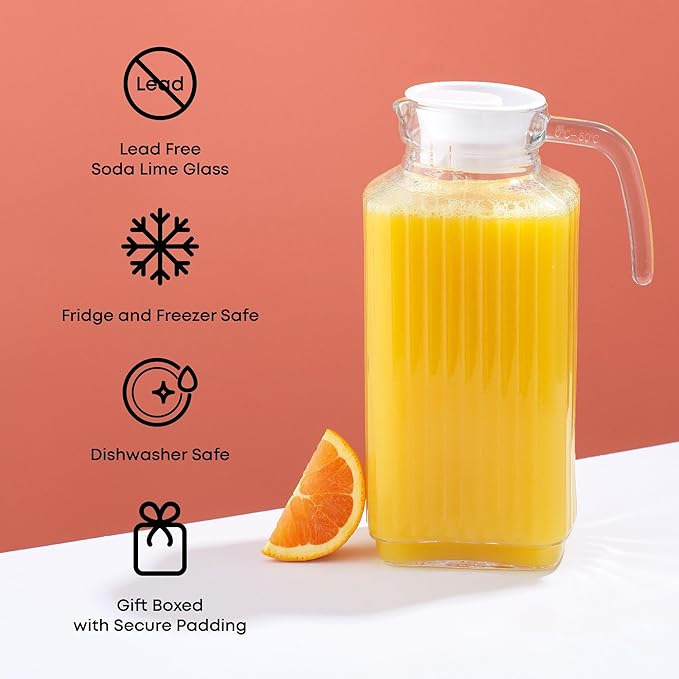 JoyJolt 60oz Glass Pitcher