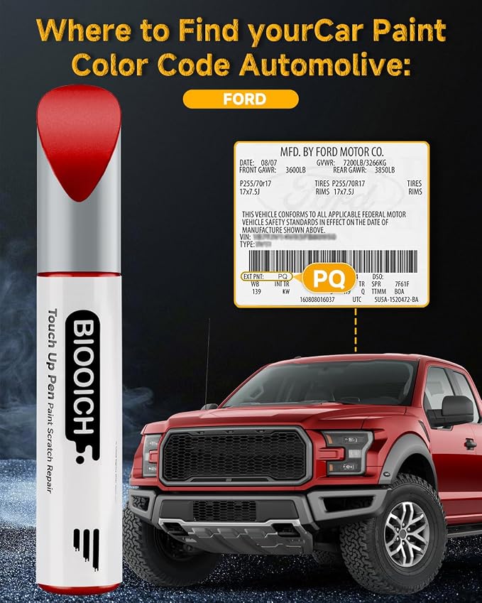 Touch Up Paint Pen Exact Color Match Car Chip and Scratch Repair (for Ford, Race Red(PQ))